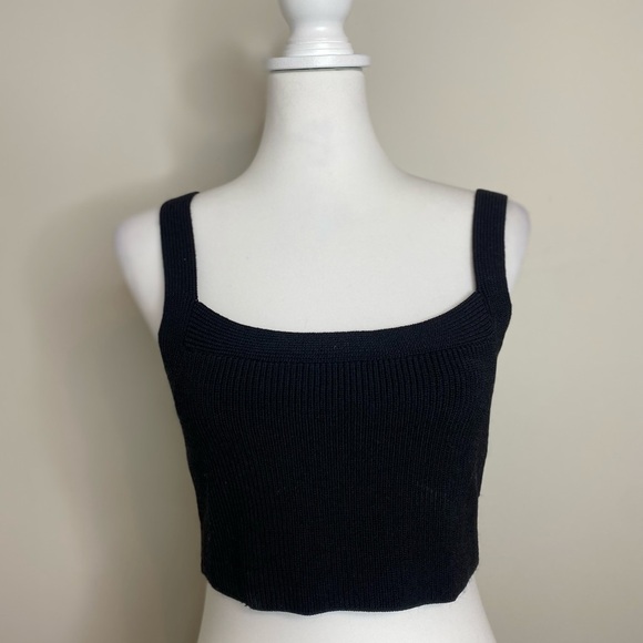Aritzia Wilfred San Clemente Black Knit Sleeveless Crop Top Medium - Picture 2 of 9